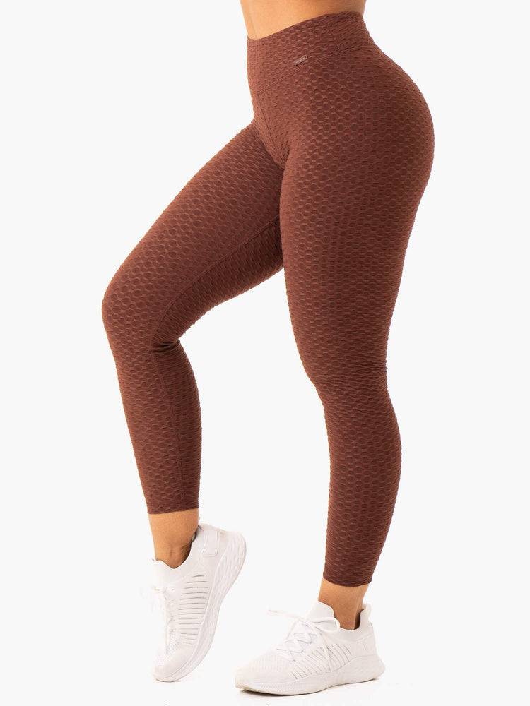 Women's Ryderwear Women Leggings Optic Scrunch Bum Leggings Chocolate | NZ1779FM