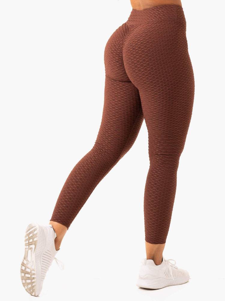 Women's Ryderwear Women Leggings Optic Scrunch Bum Leggings Chocolate | NZ1779FM