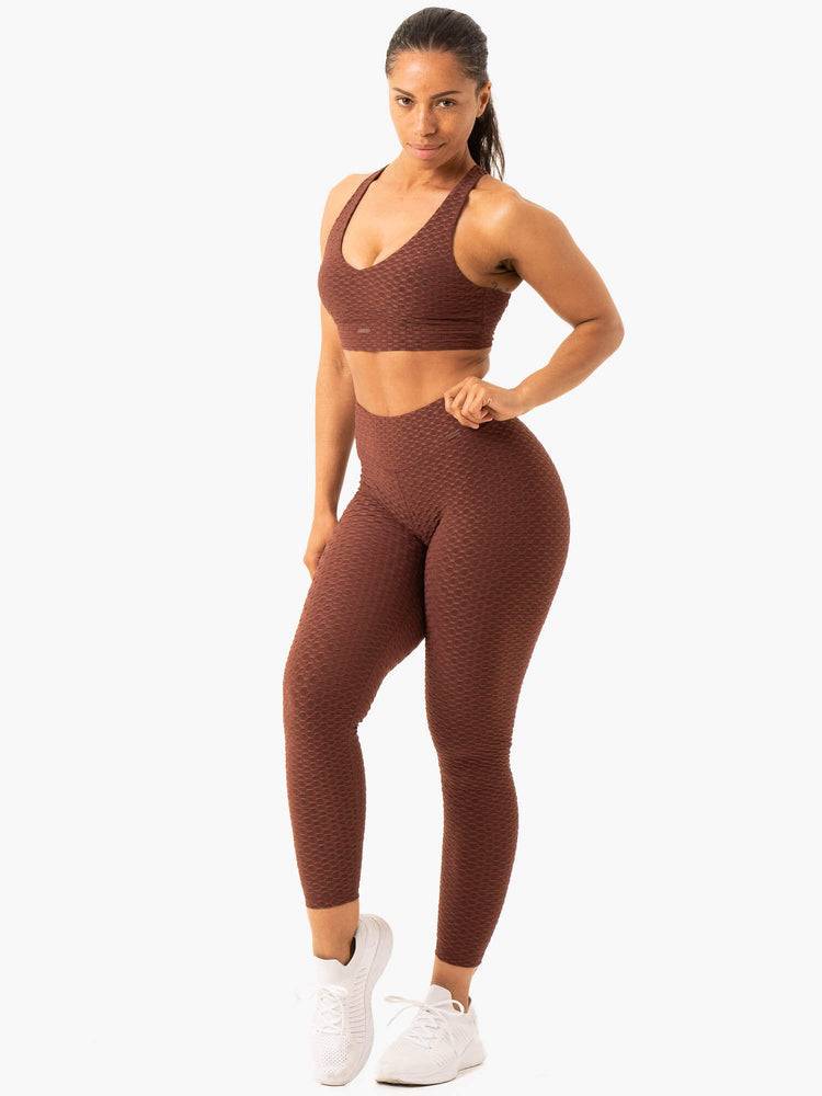 Women's Ryderwear Women Leggings Optic Scrunch Bum Leggings Chocolate | NZ1779FM