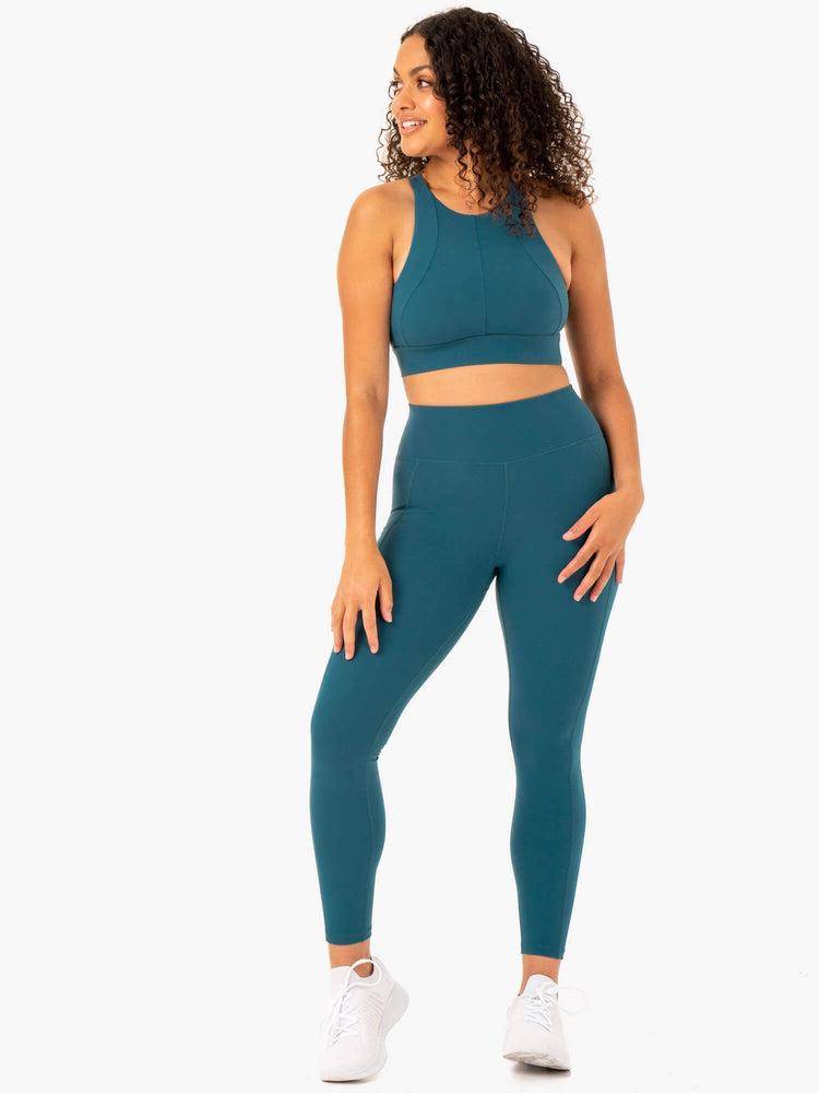 Women's Ryderwear Women Leggings Reset High Waisted Pocket Leggings Teal | NZ1812XF