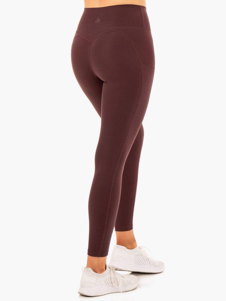 Women's Ryderwear Women Leggings Reset High Waisted Pocket Leggings Chocolate | NZ1861KI