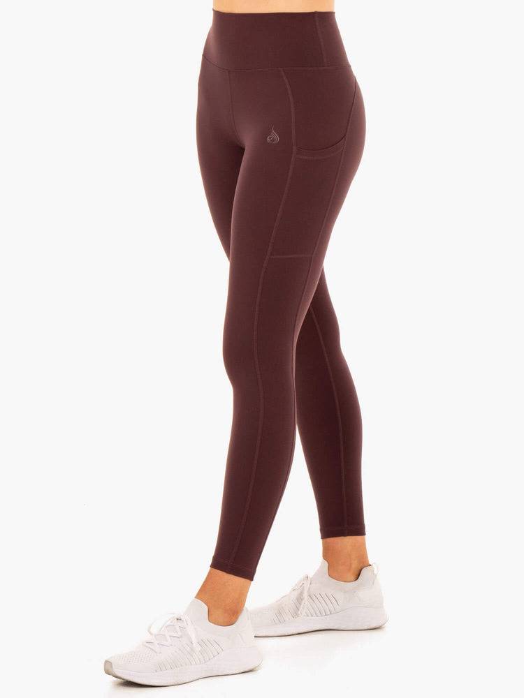 Women's Ryderwear Women Leggings Reset High Waisted Pocket Leggings Chocolate | NZ1861KI