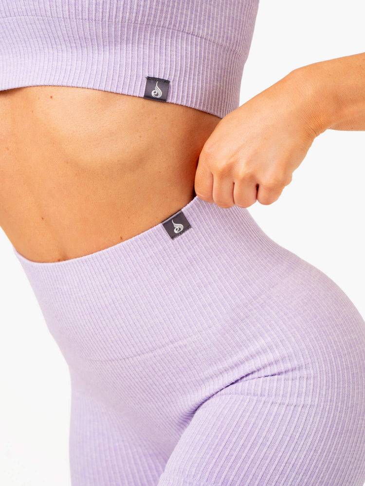 Women's Ryderwear Women Leggings Rib Seamless Leggings Lavender Marl | NZ1727FM