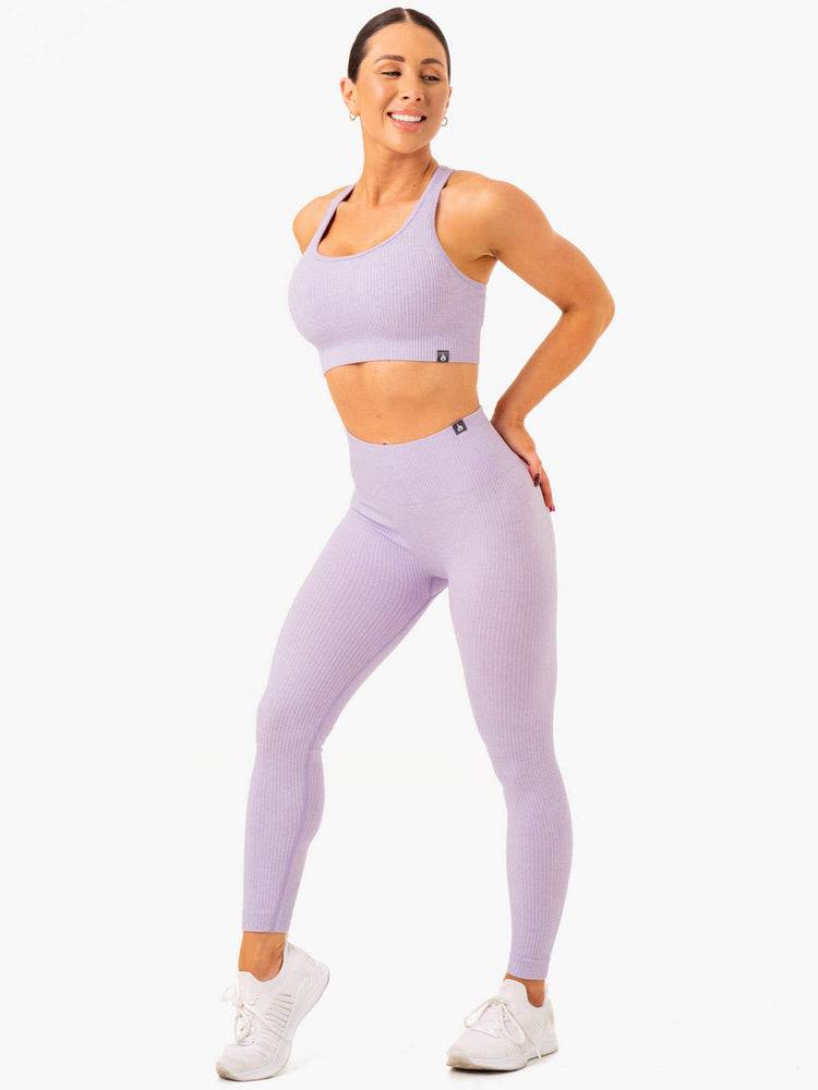 Women's Ryderwear Women Leggings Rib Seamless Leggings Lavender Marl | NZ1727FM