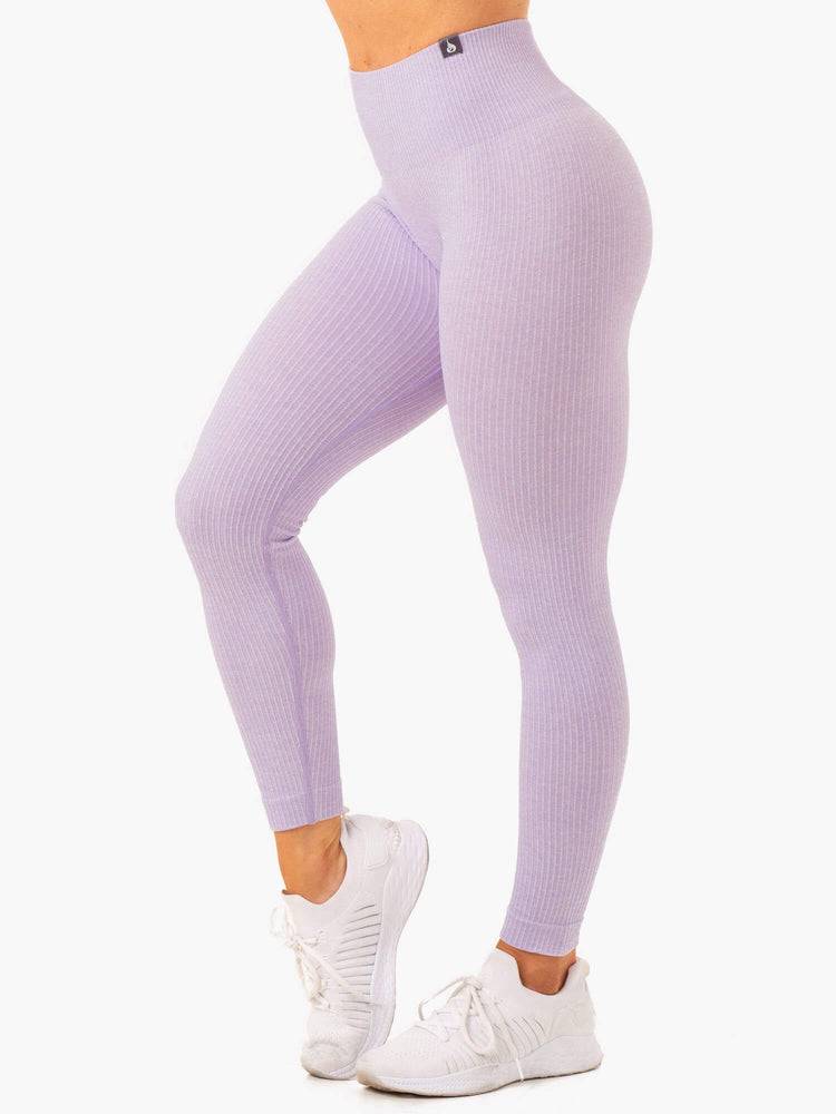 Women\'s Ryderwear Women Leggings Rib Seamless Leggings Lavender Marl | NZ1727FM