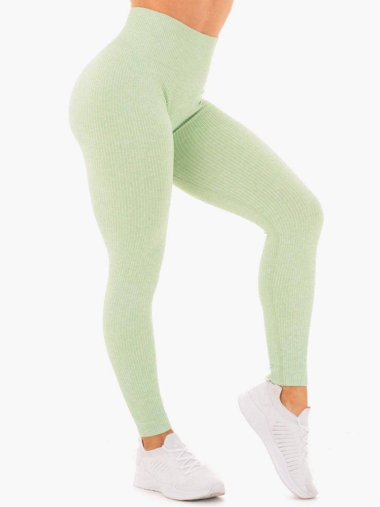 Women's Ryderwear Women Leggings Rib Seamless Leggings Neomint Marl | NZ1746UT