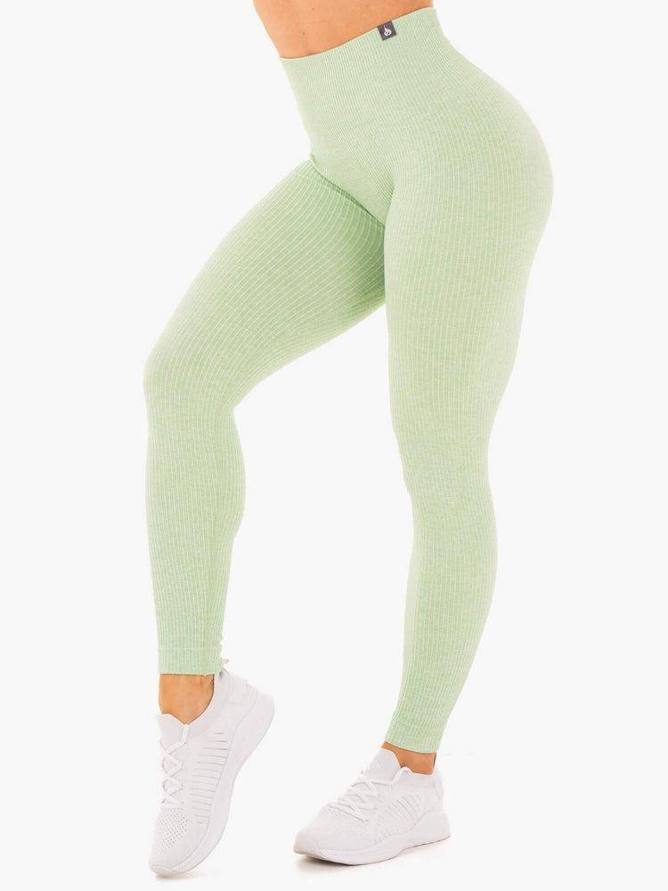 Women\'s Ryderwear Women Leggings Rib Seamless Leggings Neomint Marl | NZ1746UT