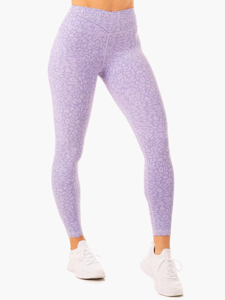 Women's Ryderwear Women Leggings Rotation High Waisted Scrunch Leggings Iris Leopard | NZ1816NB