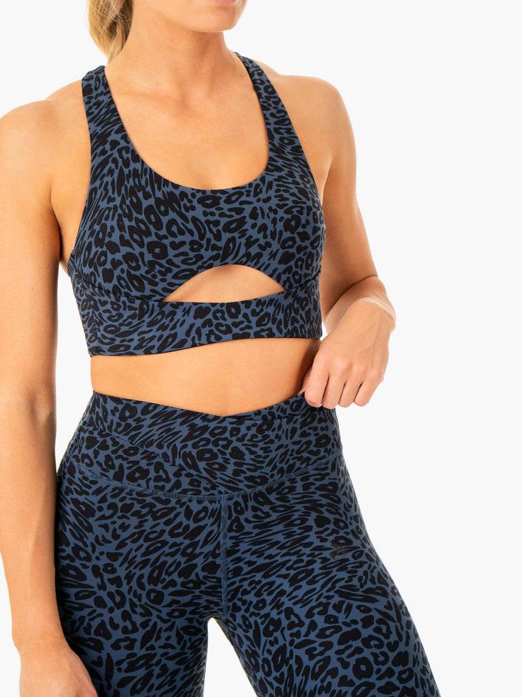 Women's Ryderwear Women Leggings Rotation High Waisted Scrunch Leggings Navy Leopard | NZ1843MA