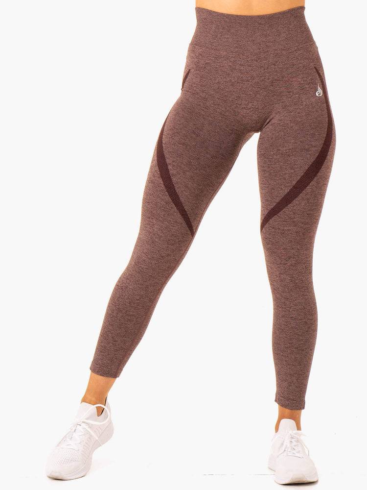 Women's Ryderwear Women Leggings Sculpt Seamless Leggings Chocolate Marl | NZ1742EX