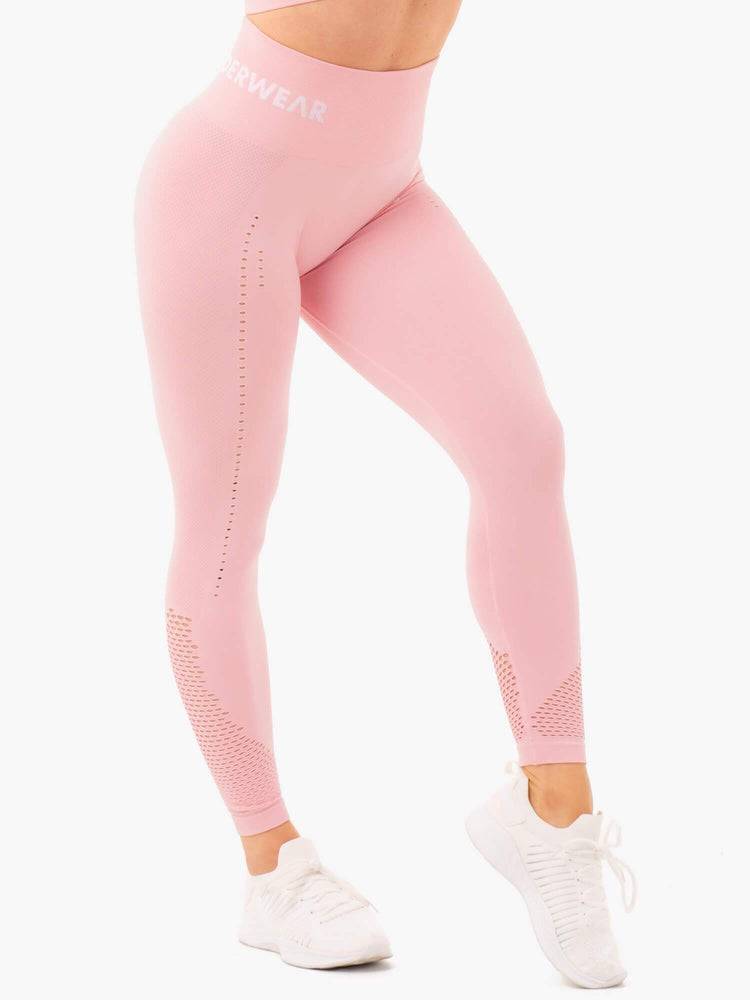 Women's Ryderwear Women Leggings Seamless Staples Leggings Baby Pink Marl | NZ1919BC