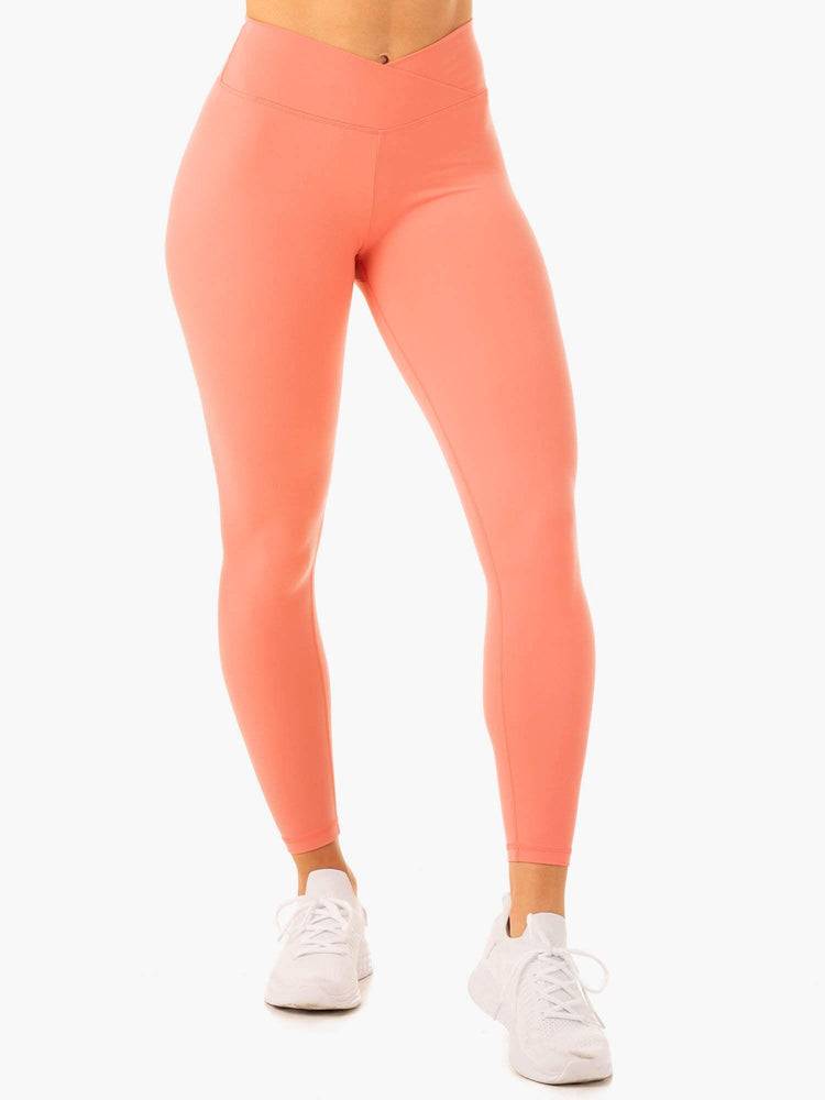 Women's Ryderwear Women Leggings Serene Cross Over Scrunch Leggings Rose Pink | NZ1774OR