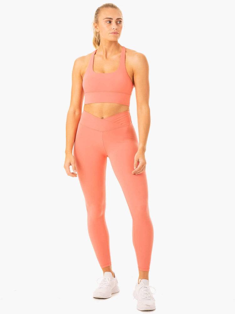 Women's Ryderwear Women Leggings Serene Cross Over Scrunch Leggings Rose Pink | NZ1774OR