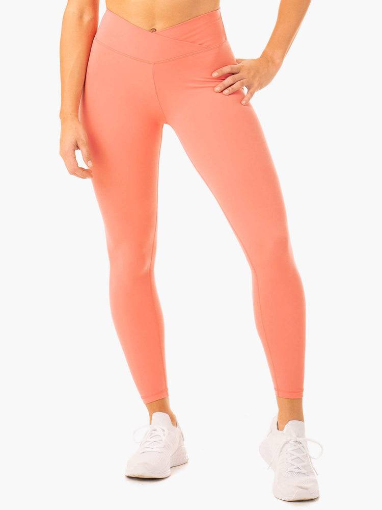 Women\'s Ryderwear Women Leggings Serene Cross Over Scrunch Leggings Rose Pink | NZ1774OR