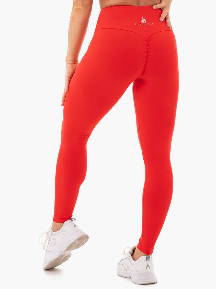 Women's Ryderwear Women Leggings Staples Scrunch Bum Leggings Red | NZ1757KI