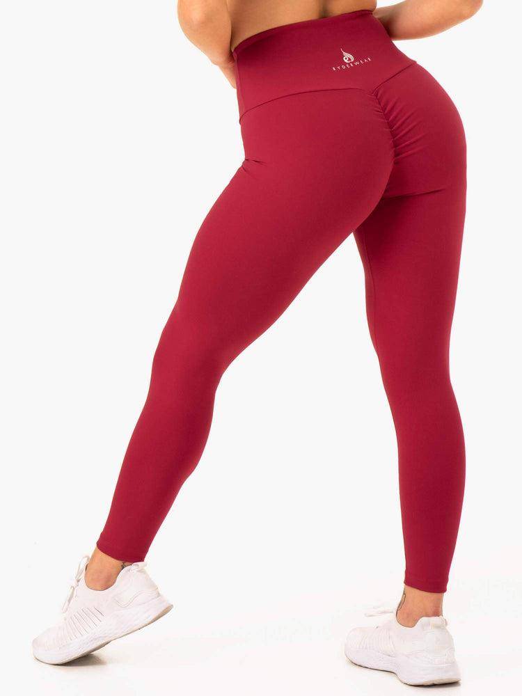 Women\'s Ryderwear Women Leggings Staples Scrunch Bum Leggings Wine Red | NZ1869MA