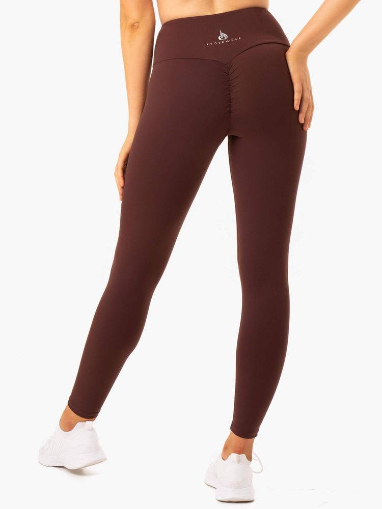 Women's Ryderwear Women Leggings Staples Scrunch Bum Leggings Chocolate | NZ1888LH