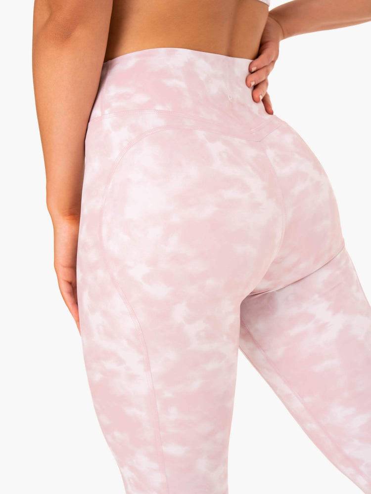 Women's Ryderwear Women Leggings Tie Dye 7/8 Leggings Mauve Pink Tie Dye | NZ1833HK