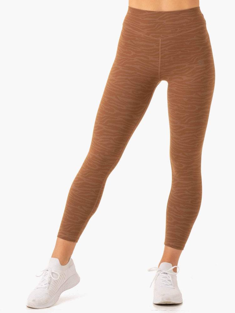 Women's Ryderwear Women Leggings Transform High Waisted Leggings Chocolate Zebra | NZ1803SO