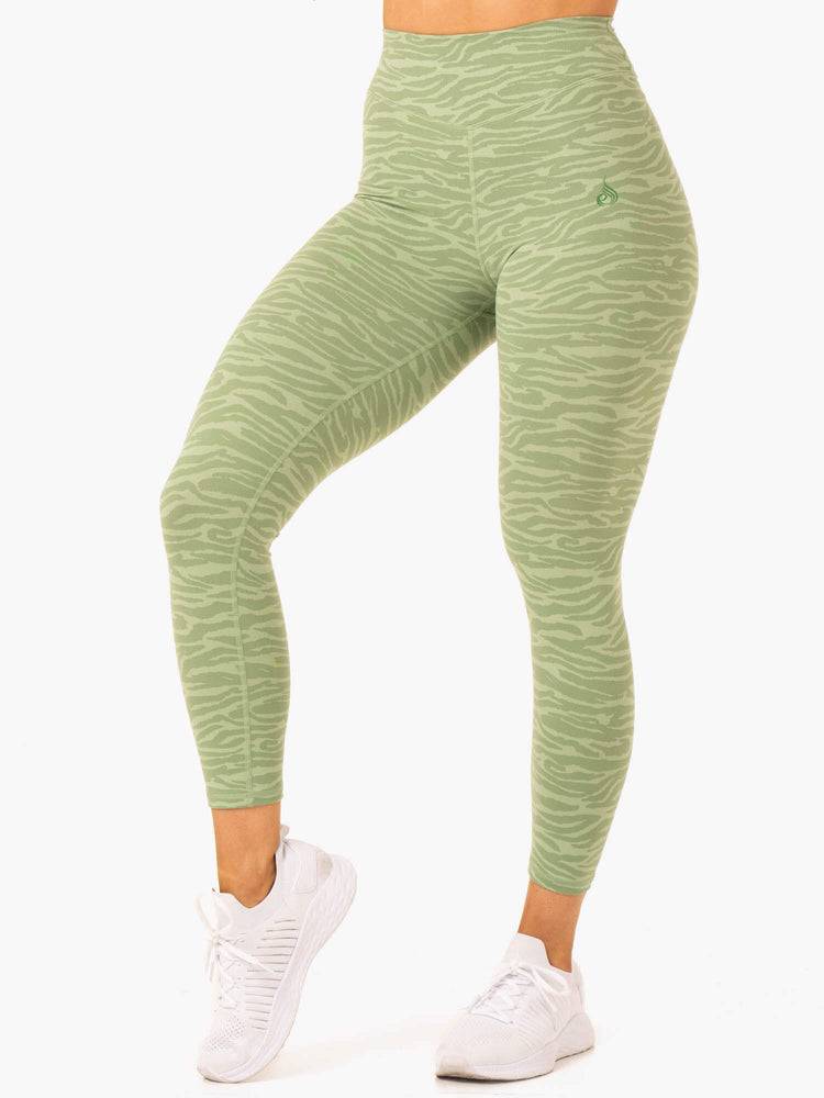 Women's Ryderwear Women Leggings Transform High Waisted Leggings Jade Green Zebra | NZ1826OR