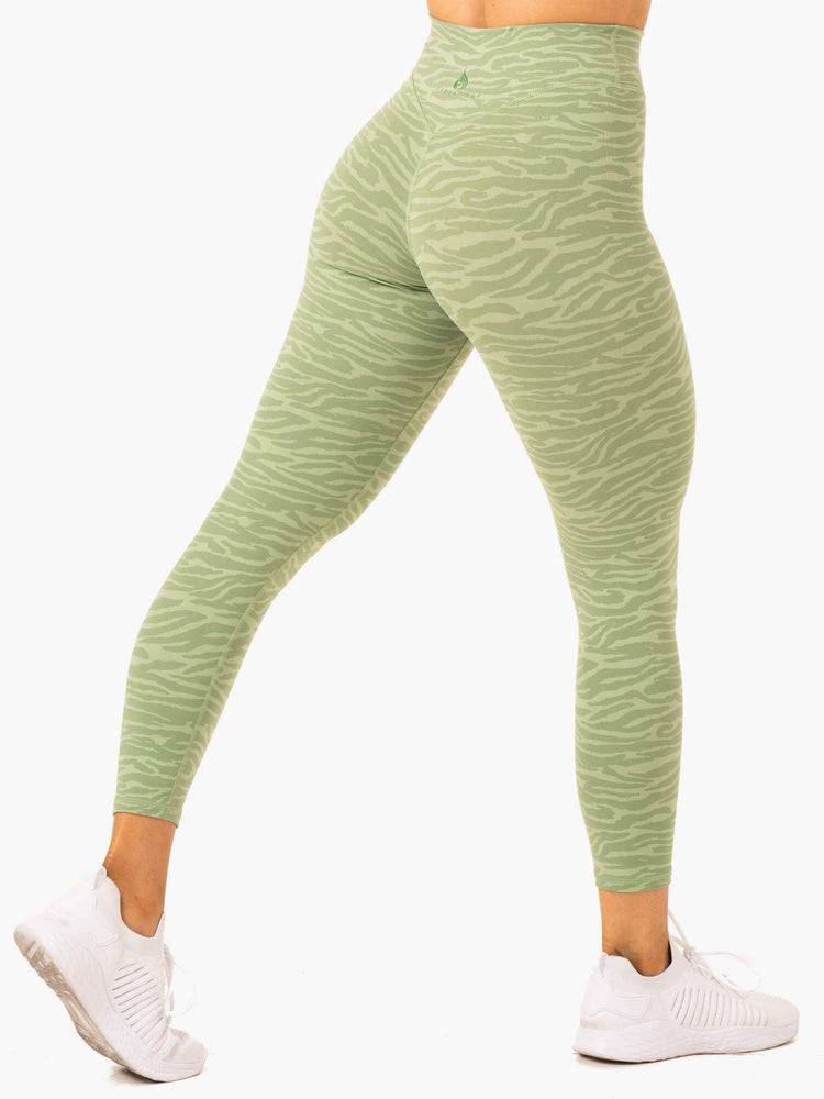 Women\'s Ryderwear Women Leggings Transform High Waisted Leggings Jade Green Zebra | NZ1826OR