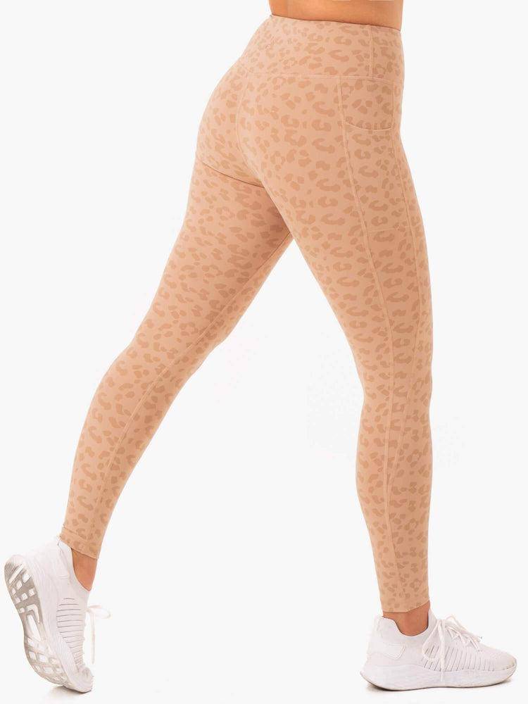 Women's Ryderwear Women Leggings Ultra High Waisted Full Length Leggings Tan Leopard | NZ1855SO