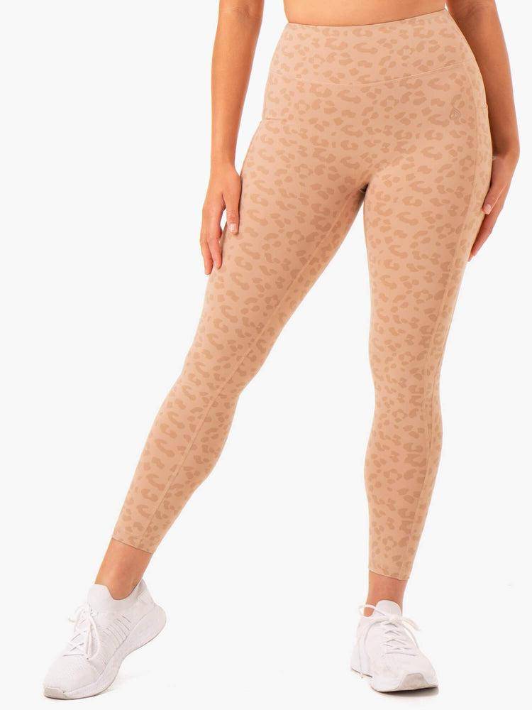 Women's Ryderwear Women Leggings Ultra High Waisted Full Length Leggings Tan Leopard | NZ1855SO