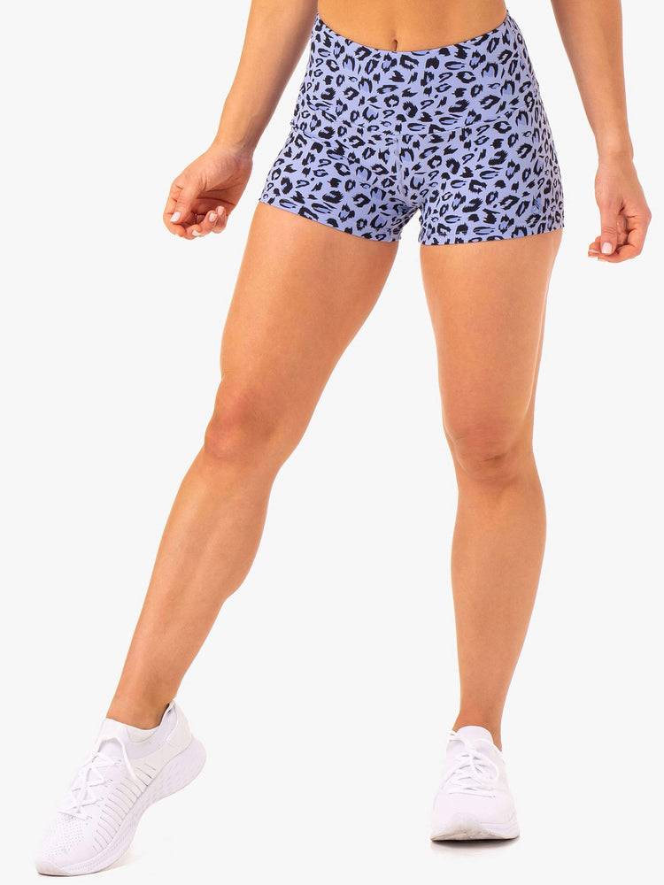 Women's Ryderwear Women Shorts Adapt High Waisted Scrunch Shorts Lavender Leopard | NZ1941ZG