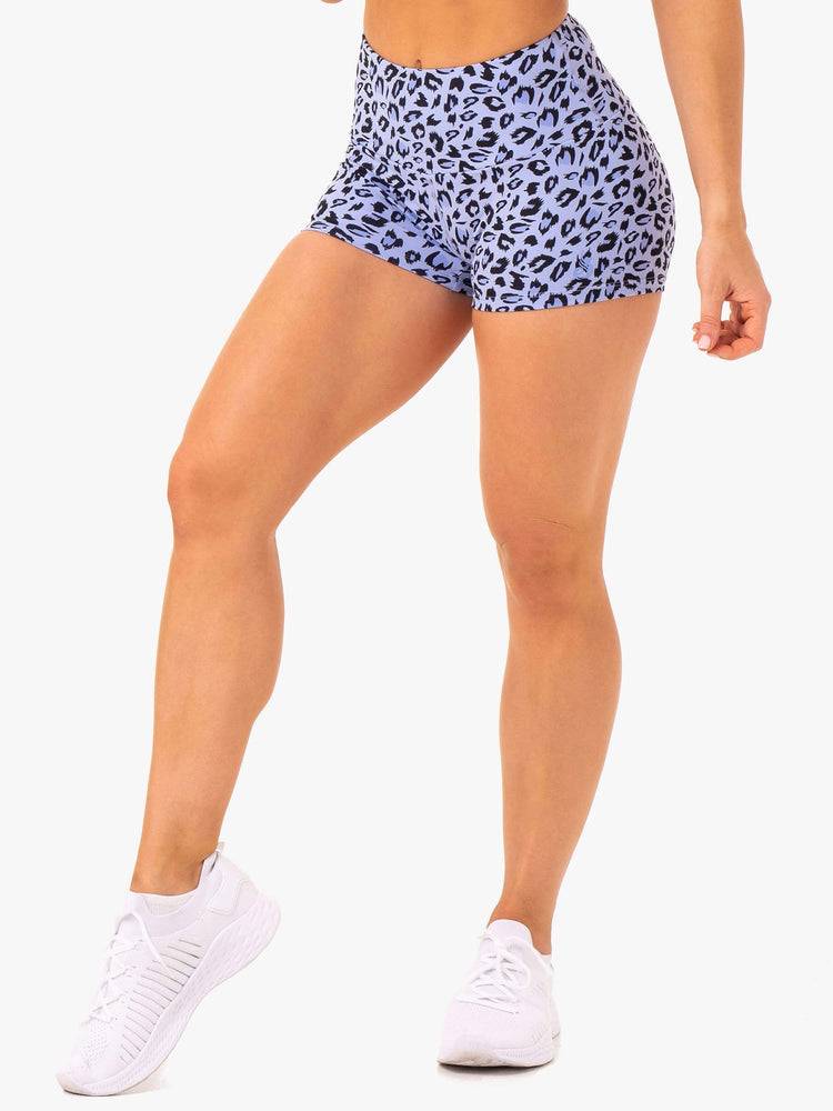 Women\'s Ryderwear Women Shorts Adapt High Waisted Scrunch Shorts Lavender Leopard | NZ1941ZG