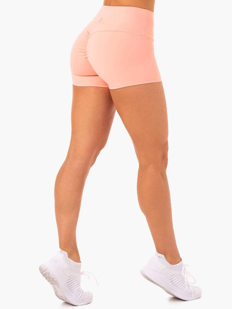 Women's Ryderwear Women Shorts Adapt High Waisted Scrunch Shorts Peach | NZ1957PQ