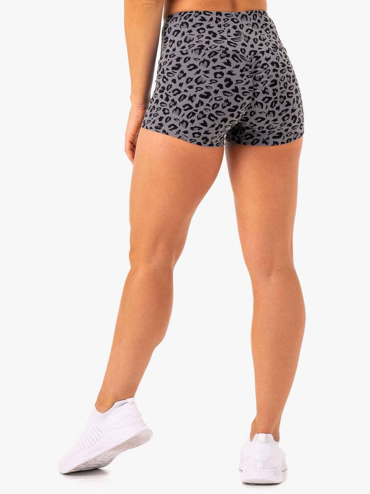 Women's Ryderwear Women Shorts Adapt High Waisted Scrunch Shorts Grey Leopard | NZ1973MA