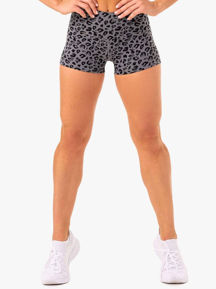 Women's Ryderwear Women Shorts Adapt High Waisted Scrunch Shorts Grey Leopard | NZ1973MA