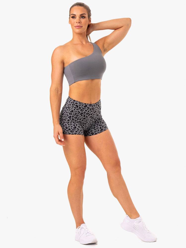 Women's Ryderwear Women Shorts Adapt High Waisted Scrunch Shorts Grey Leopard | NZ1973MA