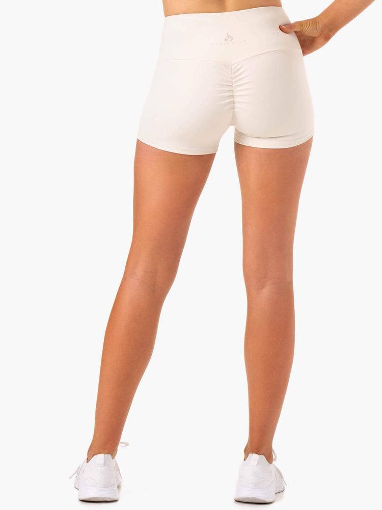 Women's Ryderwear Women Shorts Adapt High Waisted Scrunch Shorts Ivory | NZ2148LH