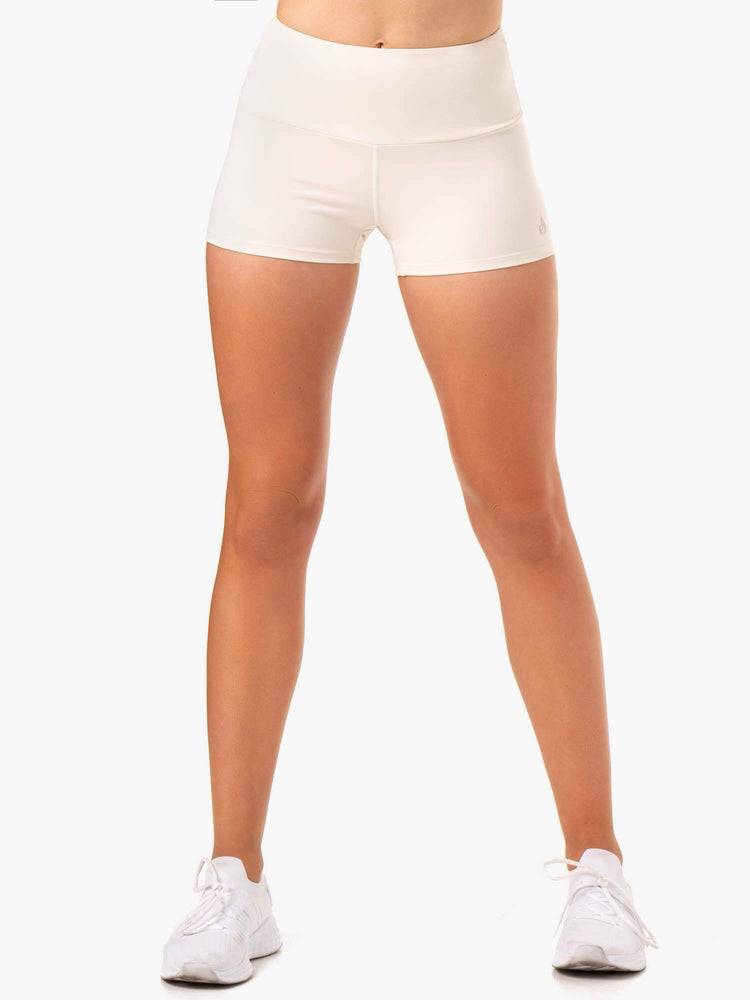 Women\'s Ryderwear Women Shorts Adapt High Waisted Scrunch Shorts Ivory | NZ2148LH