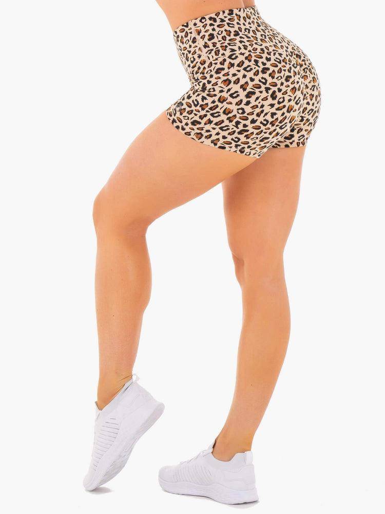 Women's Ryderwear Women Shorts Adapt High Waisted Scrunch Shorts Nude Leopard | NZ2212TV