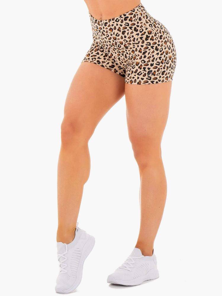 Women\'s Ryderwear Women Shorts Adapt High Waisted Scrunch Shorts Nude Leopard | NZ2212TV