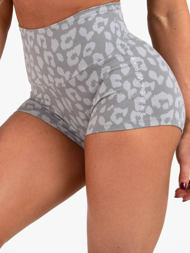 Women's Ryderwear Women Shorts Animal Scrunch Bum Shorts Leopard Grey | NZ2014GL