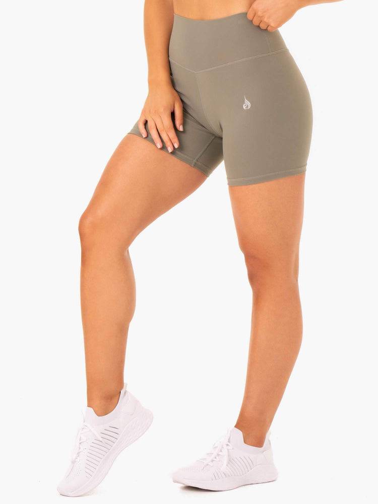 Women's Ryderwear Women Shorts Base High Waisted Shorts Khaki | NZ2176XF