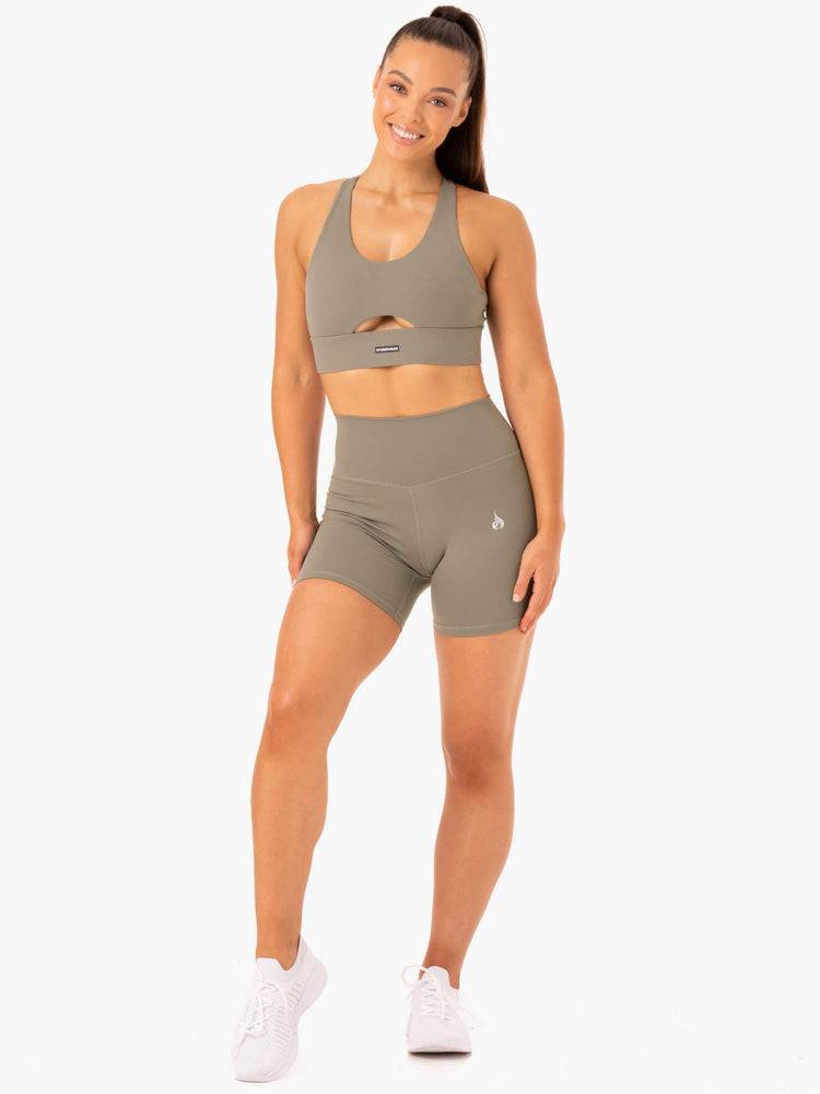 Women's Ryderwear Women Shorts Base High Waisted Shorts Khaki | NZ2176XF