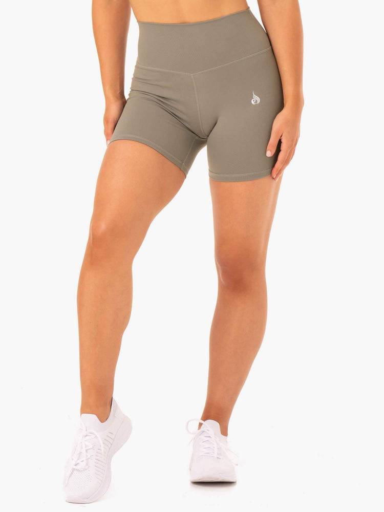 Women\'s Ryderwear Women Shorts Base High Waisted Shorts Khaki | NZ2176XF