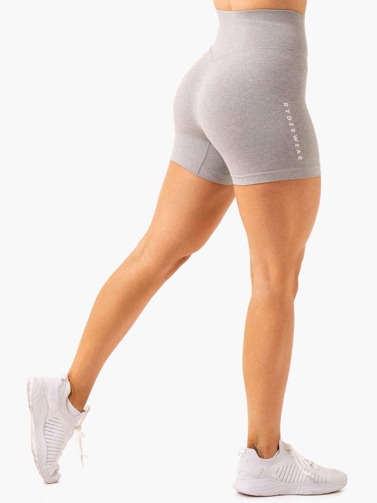 Women's Ryderwear Women Shorts Essential Seamless Shorts Light Grey Marl | NZ2056TV