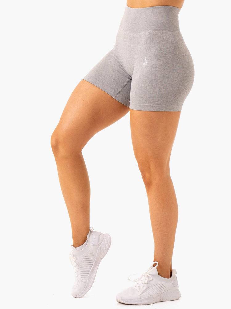 Women's Ryderwear Women Shorts Essential Seamless Shorts Light Grey Marl | NZ2056TV