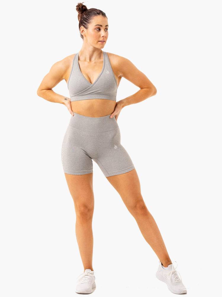 Women's Ryderwear Women Shorts Essential Seamless Shorts Light Grey Marl | NZ2056TV