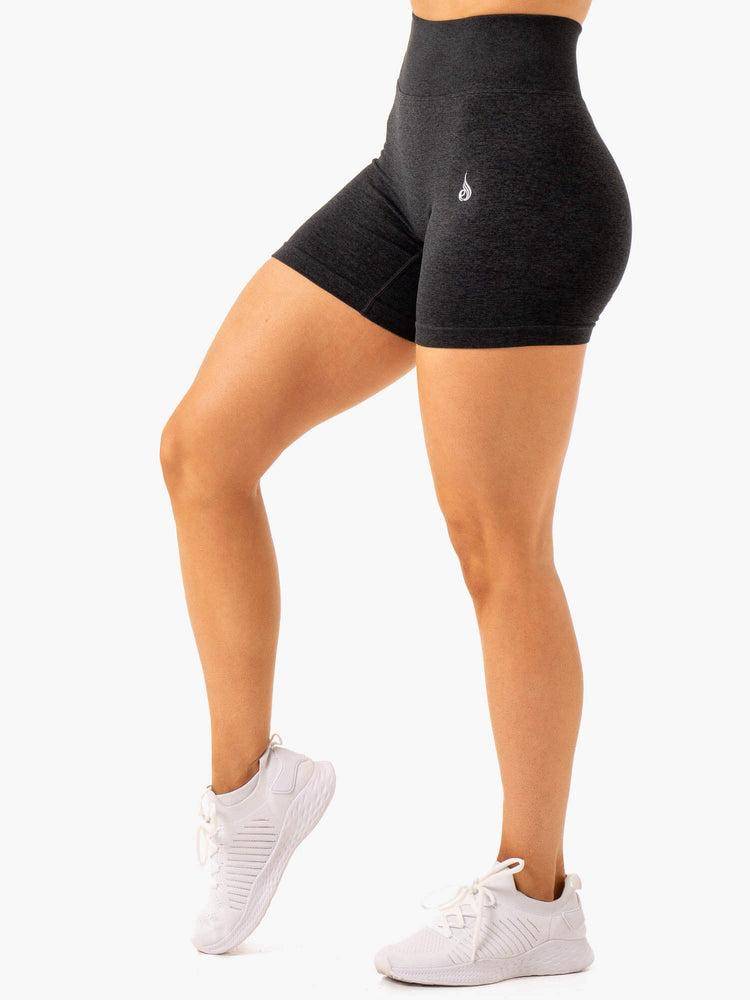 Women's Ryderwear Women Shorts Essential Seamless Shorts Black Marl | NZ2057YU