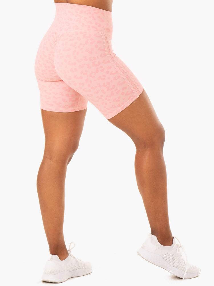 Women's Ryderwear Women Shorts Evolution High Waisted Scrunch Shorts Pink Leopard | NZ1961FM