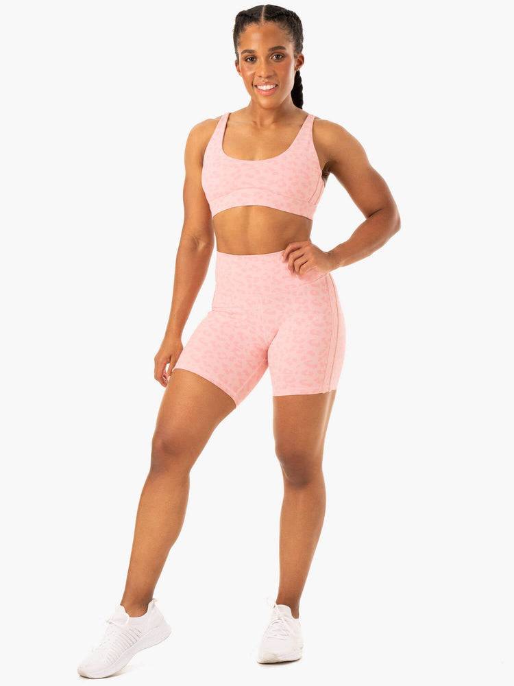 Women's Ryderwear Women Shorts Evolution High Waisted Scrunch Shorts Pink Leopard | NZ1961FM