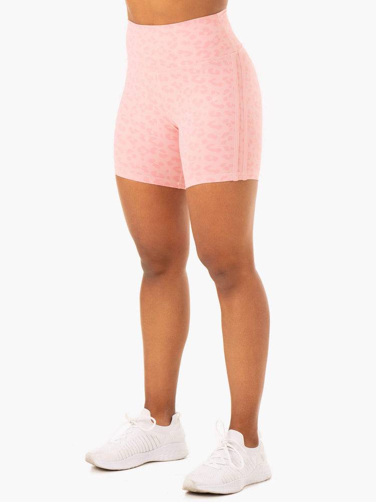 Women\'s Ryderwear Women Shorts Evolution High Waisted Scrunch Shorts Pink Leopard | NZ1961FM