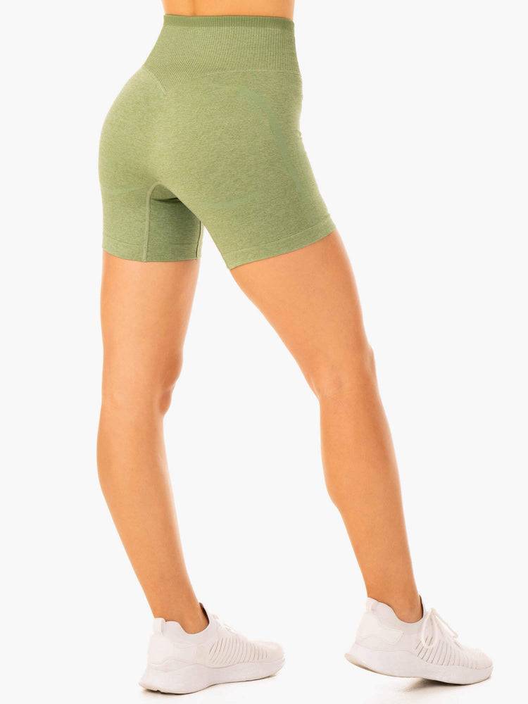 Women's Ryderwear Women Shorts Excel Seamless High Waisted Shorts Moss Green Marl | NZ2002EX