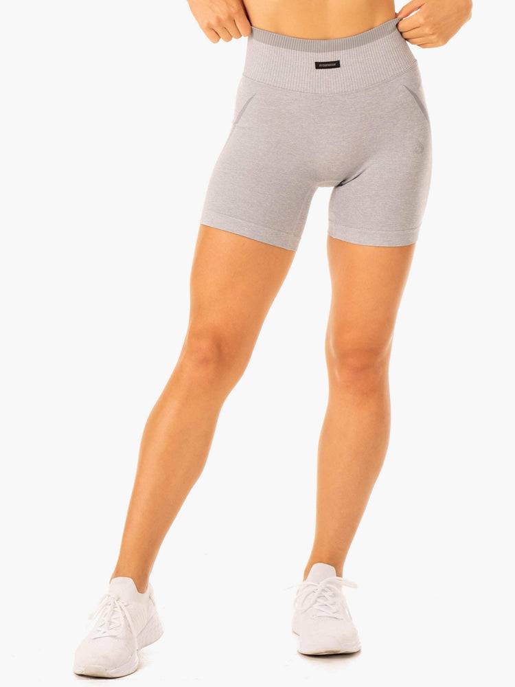 Women's Ryderwear Women Shorts Excel Seamless High Waisted Shorts Grey Marl | NZ2131WY